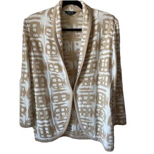Misook Single Button Jacket Cardigan White Gold Size Medium